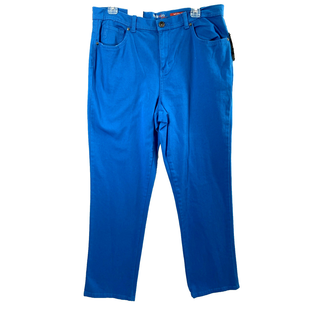 Style & Co Natural Fit Jeans Womens Size 12 Sea Blue Tapered Leg Stretch NWT